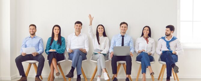 Job seekers waiting for interview