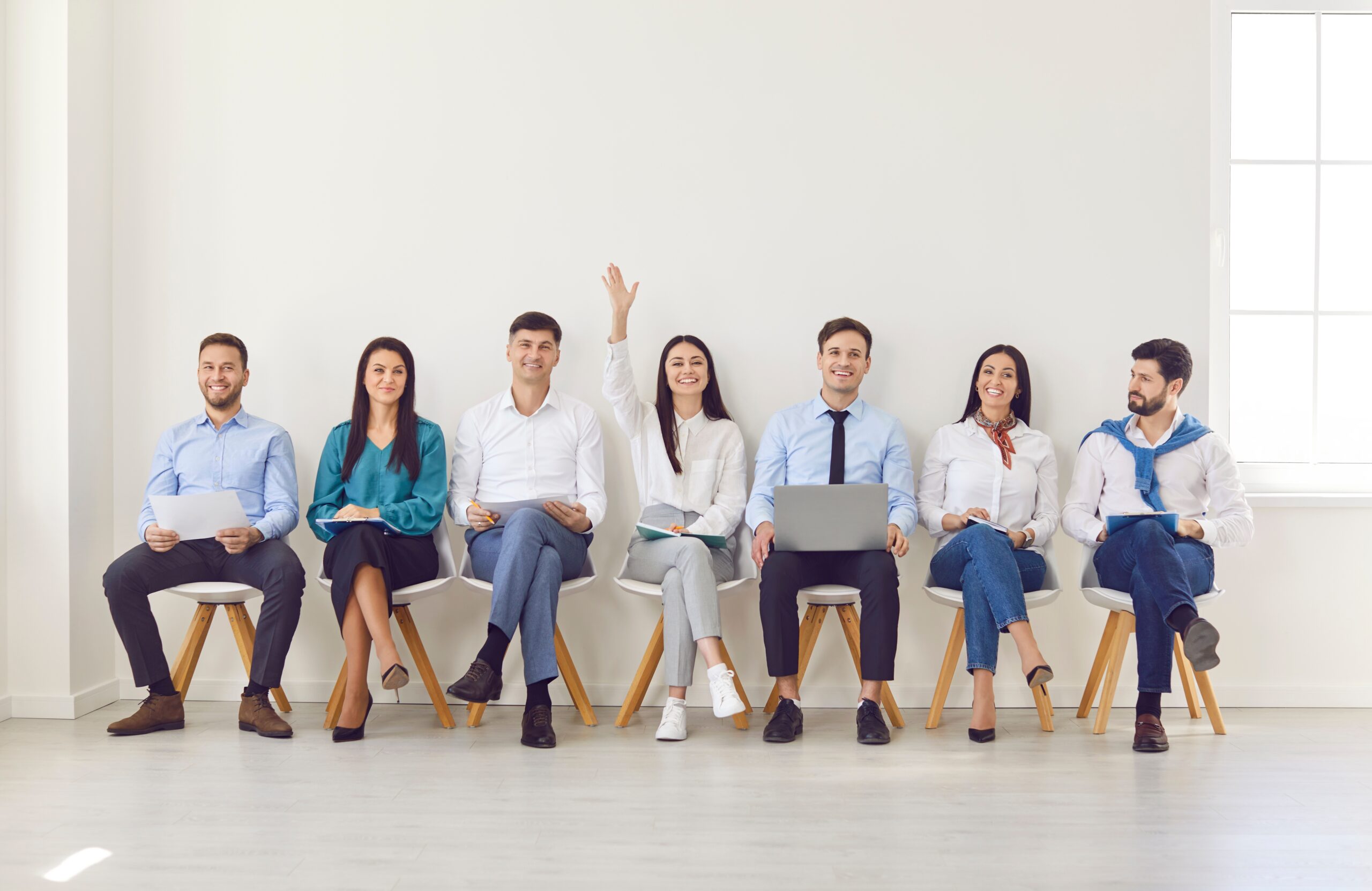 Job seekers waiting for interview